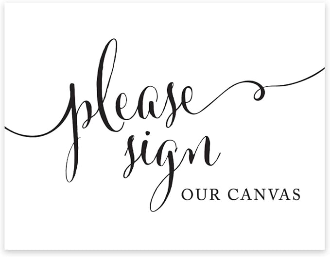 Andaz Press Wedding Party Signs, Formal Black and White Print, 8.5x11-inch, Please Sign our Canvas Table Sign, 1-Pack, For Baptism, 1st Birthday Guest Book