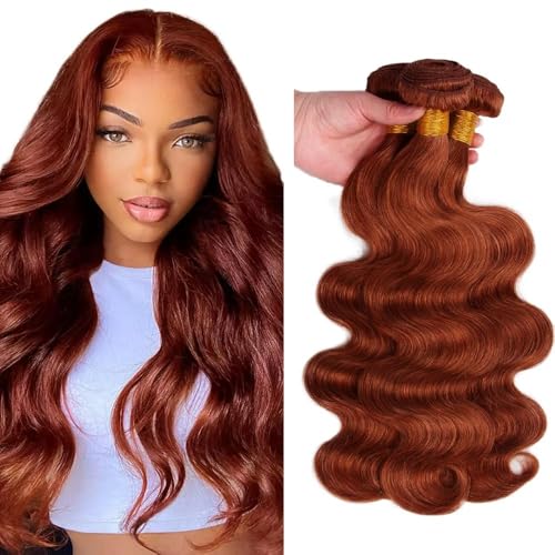 Reddish Brown 33 Human Hair Bundles 22 24 26 Inch Body Wave Bundles Human Hair Unprocessed 11A Brazilian Virgin Hair Weave 3 Bundles for Black Women