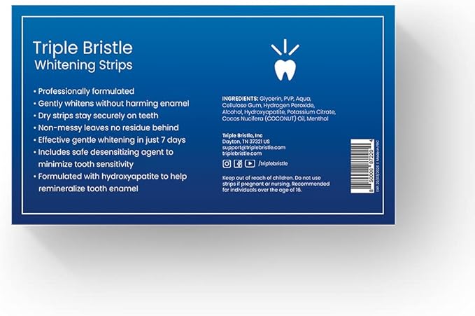 Triple Bristle Max | 4 Brush Modes | Patented 3 Head Design | Dentist Created & Approved | Soft Charcoal Infused Nylon Bristles Teeth Whitening Strips
