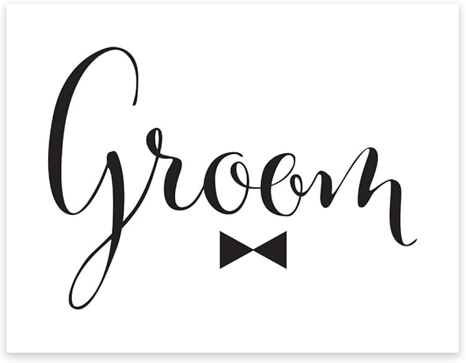 Andaz Press Wedding Party Signs, Formal Black and White, 8.5-inch x 11-inch, Groom, 1-Pack