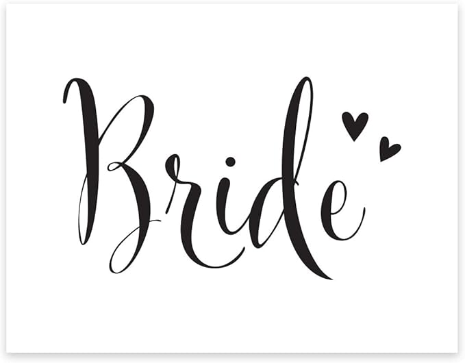 Andaz Press Wedding Party Signs, Formal Black and White, 8.5-inch x 11-inch, Bride, 1-Pack