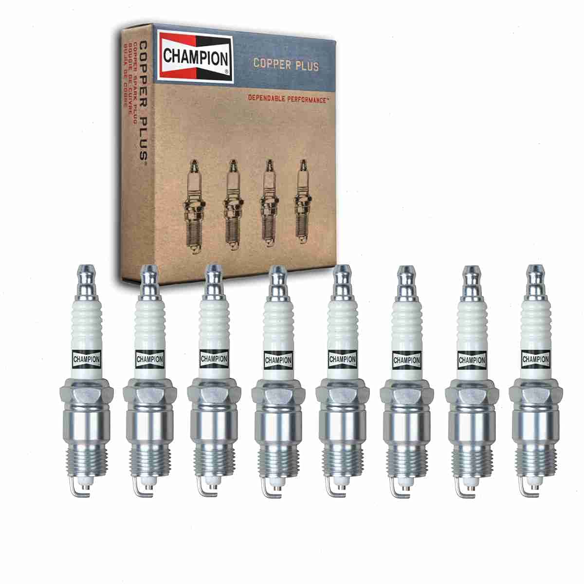 8 pc Champion Copper Plus Spark Plugs compatible with Ford Bronco 5.0L 5.8L 6.6L V8 1978-1996