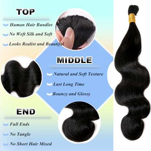 YWIGS Human Hair Braiding Hair for Boho Braids 100G Unprocessed Boho Body Wave Human Hair for Braiding NC 22inch