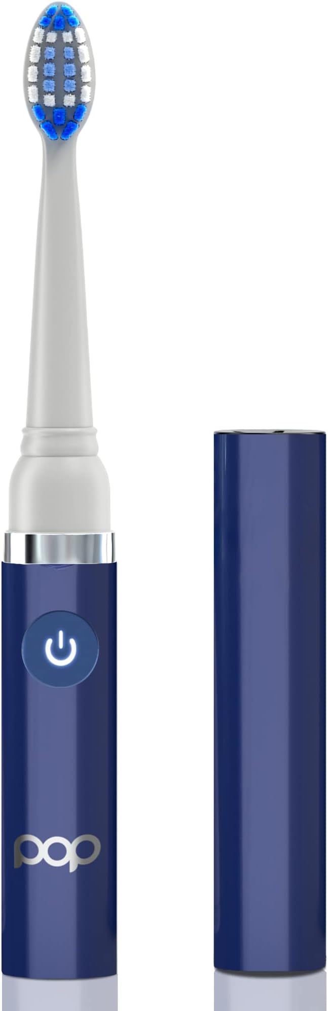 Pop Sonic Electric Toothbrush (Navy Blue) - Travel Toothbrushes w/AAA Battery | Kids Electric Toothbrushes with 2 Speed & 15,000-30,000 Strokes/Minute, Dupont Nylon Bristles