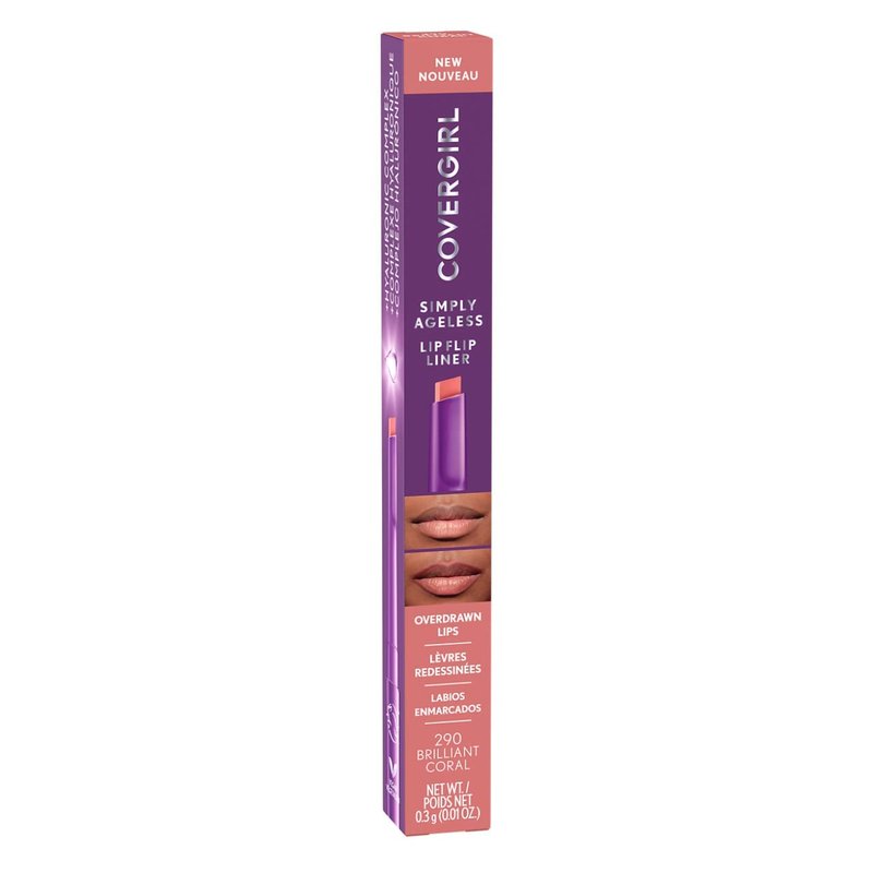 COVERGIRL Simply Ageless Lip Flip Liner, Brilliant Coral, Pack of 4