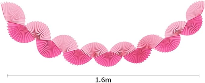 Pink Paper Fan Garland - Paper Fan Garland Party Decorations - Perfect for Birthday Parties, Holiday Decorations, Family Gatherings, Weddings and More (Pink)
