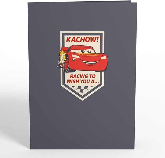 Lovepop Happy Birthday Pop-Up Card for Her and Him- 3D Disney Birthday Greeting Cards for Boys, Girls, Men, Women - Cars Kachow - 5" x 7" Lightning McQueen Card - Blank Note Card & Envelope Included