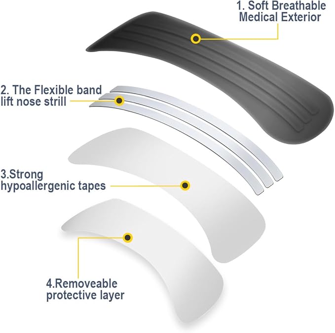60 Count Nasal Strips for Anti Snoring Nose Tapes for Breathing Increased Airflow Nasal Congestion Relief Nose Adhesive Dilator Form for Improve Sleep Patches On Sensitive Skin