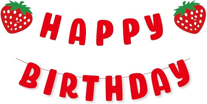 Strawberry Happy Birthday Banner Sign trawberry Theme Birthday Garland for Birthday Party Decorations