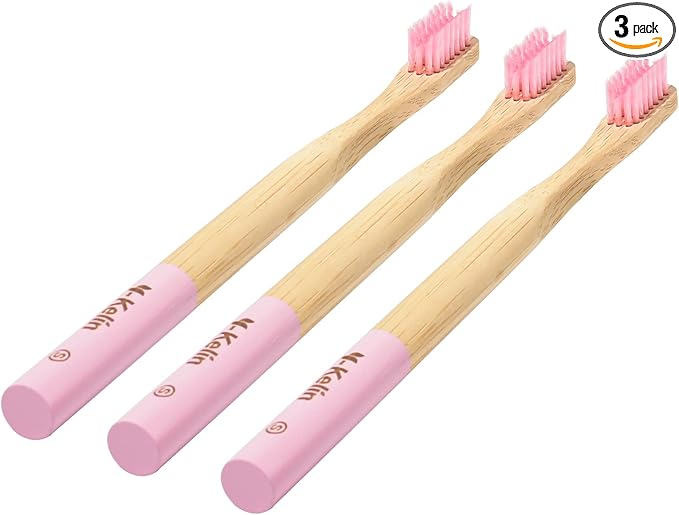 Y-Kelin Bamboo V-Shaped Orthodontic Toothbrush, 3pcs, Pink