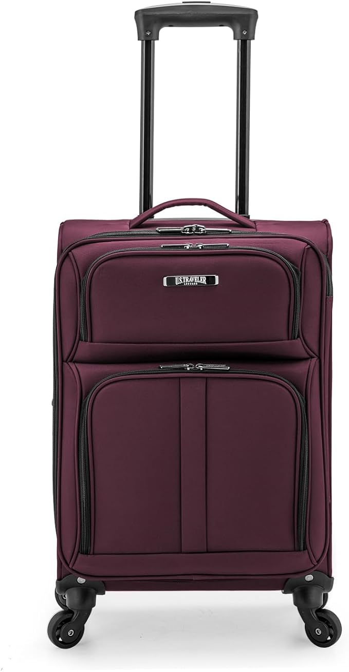 U.S. Traveler Anzio Softside Expandable Spinner Luggage, Burgundy, Carry-on 22-Inch