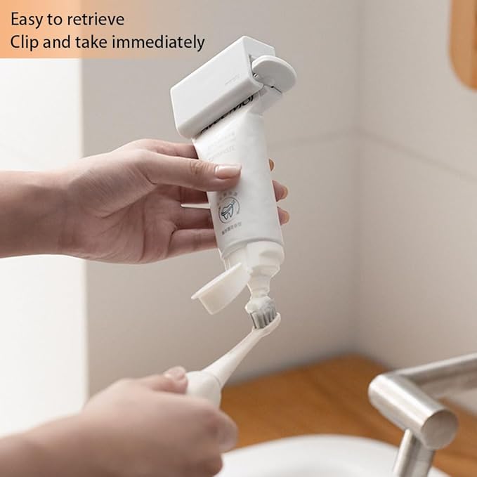 Wall - Mounted Magnetic Manual Toothpaste Squeezer and Roller Set, White Plastic Tube for Cosmetics and Hair Dye, 2 Pack