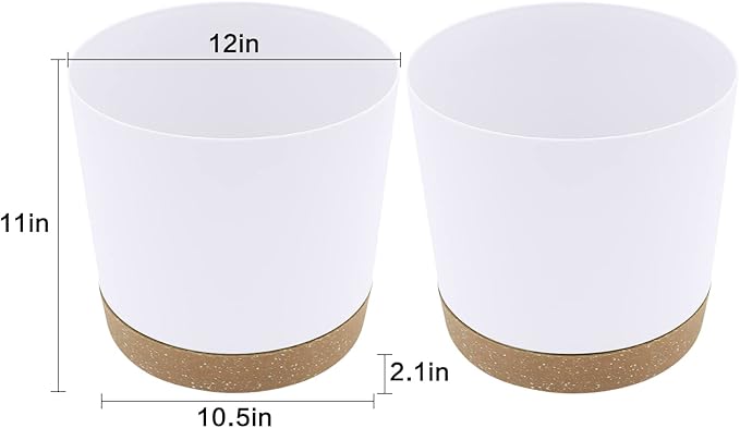 QCQHDU 12 inch Plant Pot, 2 Pack Planters for Indoor Plants with Drainage Holes & Saucer, Outdoor Flower Pots Home Garden Modern Decor