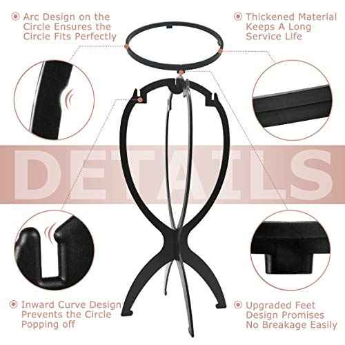 Dreamlover Wig Stand, Wig Head Stand, Wig Holder for Multiple Wigs, Black, 3 Pack