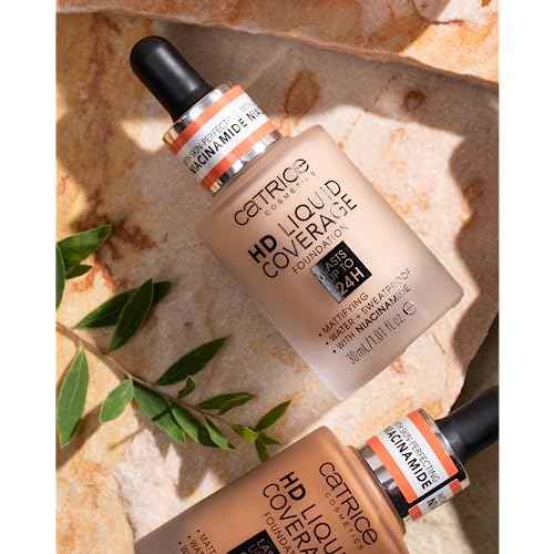 Catrice | HD Liquid Coverage Foundation | 24H Wear, Matte Finish, High Coverage, Waterproof Formula with Niacinamide | Vegan & Cruelty Free (010 | Light Beige)