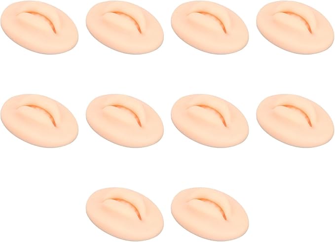 Diydeg 10pcs Practice Lips, Silicone Model Soft and Elastic Silicone Lips Fake Lips with Teeth Shape, Compact Size for Permanent Makeup Training (Light)