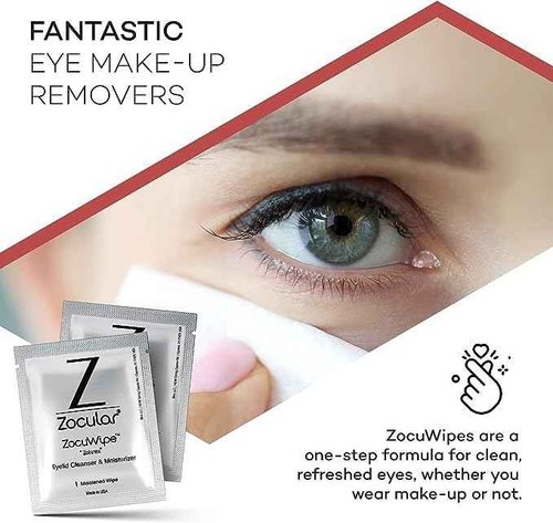 Zocular Zocuwipe Eyelid Wipes Eyelid Cleanser and Moisturizer Pads 30ct + Zocular ZocuZap Facial Wipes, 15 Count Bundle