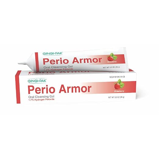 Perio Armor 1.7% HP Oral Cleansing Gel for Healthy Gums and A White Smile - Boost Whitening & Freshness with This Non-Invasive Treatment, 3 oz, Strawberry