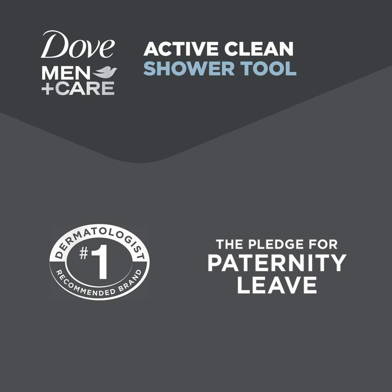 DOVE MEN + CARE Shower Tool 4 Count For Stronger, Healthy-Feeling Skin Active Clean Scrubs and Exfoliates for a Deeper Clean With Body Wash