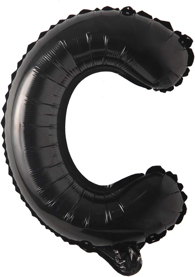Black 28 inch Letter Balloon Alphabet Number Balloons Foil Mylar Party Wedding Bachelorette Birthday Bridal Baby Shower Graduation Anniversary Celebration Decoration (Can not Float) (28 inch Black C)