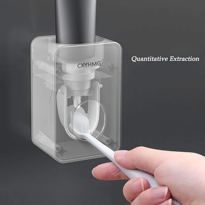 Toothpaste Dispenser, 2 PCS Automatic Toothpaste Squeezer Dispenser for Kids & Family Shower, is Wall Mount Bathroom Accessories with Super Sticky Suction Pad. (Black-Black)