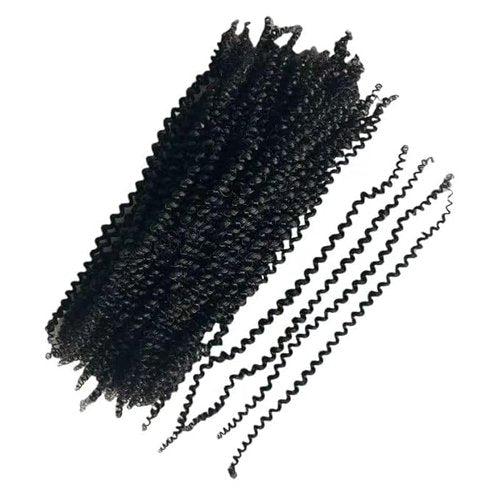 Afro Kinky Curly Springy Twist Double Drawn Bulk Human Hair Braiding Hair for Dreadlock Hair Pre-Separated Hair Extensions Natural Color 20Inch 100g