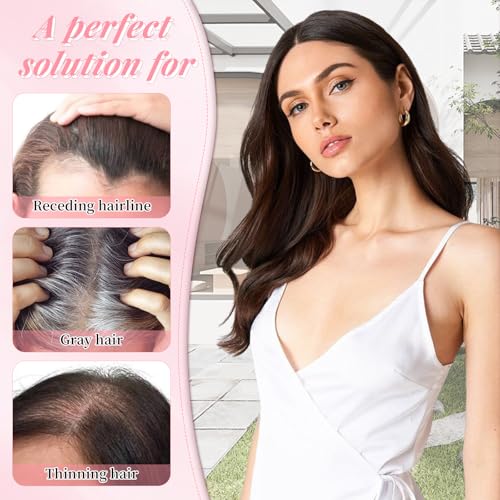Human Hair Topper 12Inch 4x4.8inch Large Swiss Base with Thinning Hair (Ombre Light Brown with Blond Highlight)