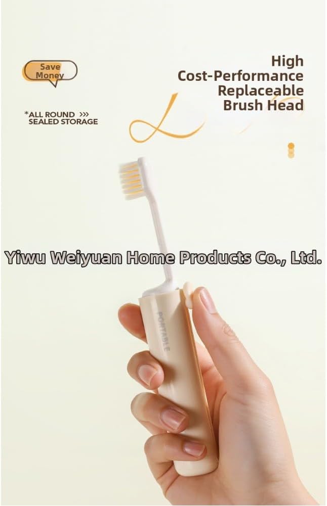 Portable 2-in-1 Travel Toothbrush Set with Compact PP Case and Soft Bristles for Gentle Cleaning, Integrated Toothpaste Storage Holder for On-the-Go Dental Care(White)