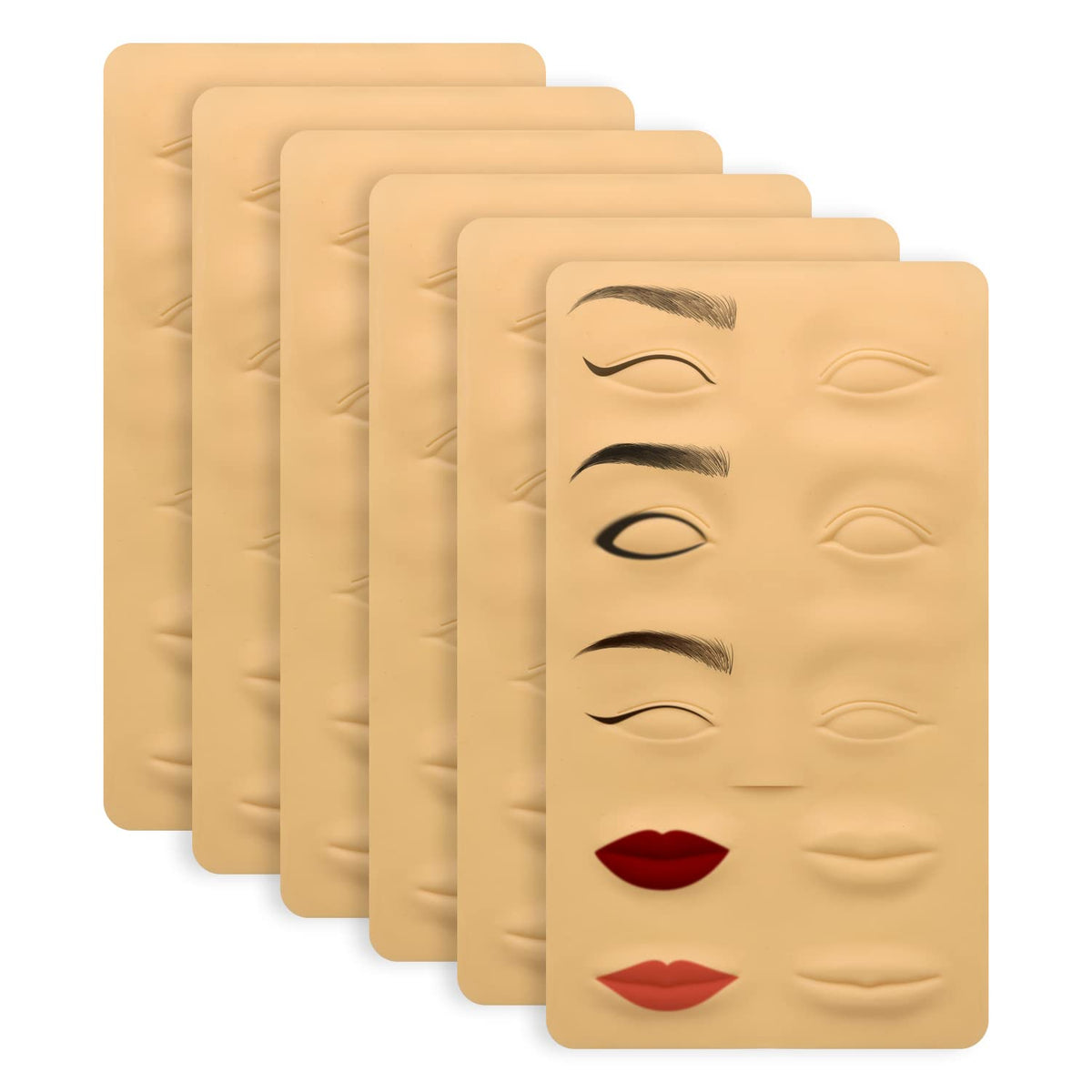 Pinkiou 6 PCS 3D Microblading Tattoo Practice Skin for Eyebrows Lips Permanent Cosmetic Makeup Training Fake Skin for Beginners and Experienced Tattoo Artists