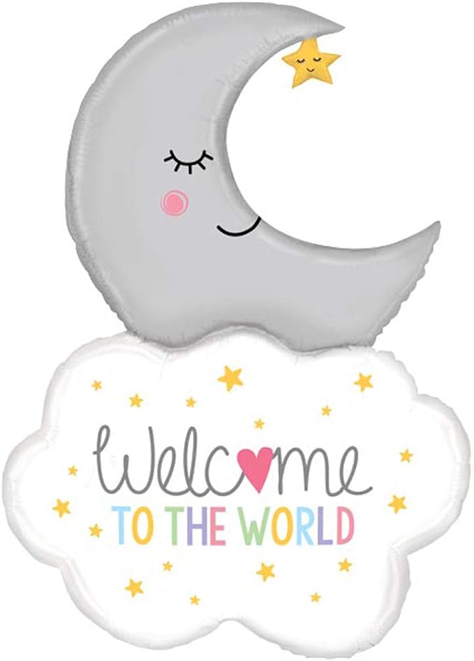 Welcome To The World Baby Moon 42" Foil Party Balloon