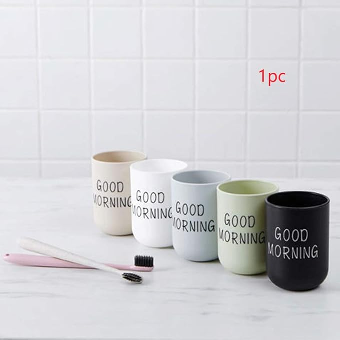 Toothbrush Makeup Brush Holder Cup Unbreakable Reusable Bathroom Vanity Countertop (Beige)