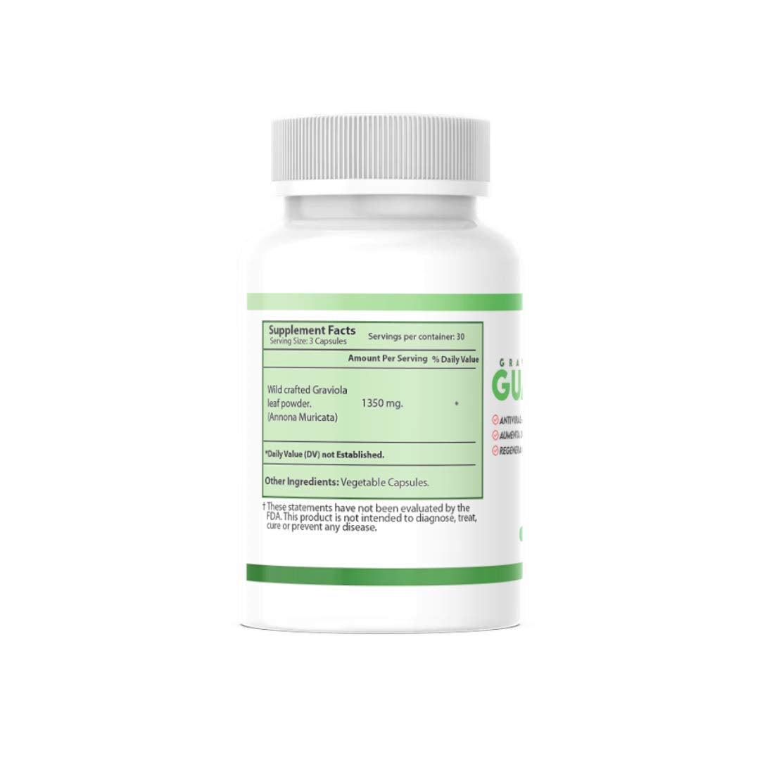 Nutrisalud Products Capsulas de Guanabana Extra potente 1350mg per Serving. Set de 2 frascos con 90 Cap c/u. Aumenta Defensas, Anti Inflamatorio, Mejora Presion Arterial, Regenera Celulas.