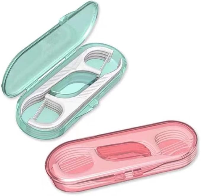 Holy Rose Dental Floss Dispenser 2 Box, Floss Picks Micro Portable Case 2 Boxs,with Adults Floss Sticks 196 Count,Flossers Toothpicks Sealed Storage Perfect forFamily,Hotel,Travel for Clean Teeth.
