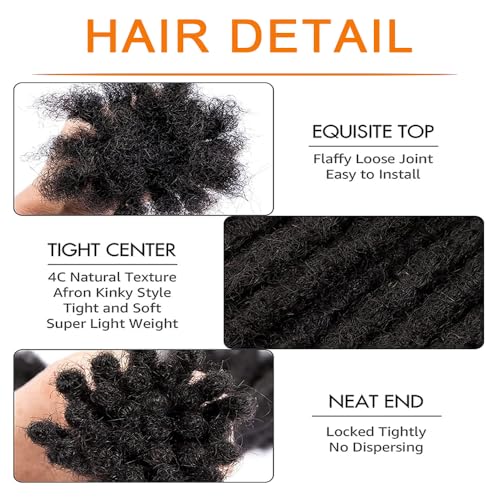 Dreadlock Extensions 0.4cm Thickness 10 Inch 60 Strands 100% Real Human Hair for Man/Women/Kids Full Handmade Permanent Loc Extensions Bundles Can Be Dyed Bleached Curled and Twisted (Soft Locs)