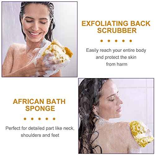 Geiserailie African Net Sponge Long Bathing Net Shower Body Scrubber Back Scrubber Skin Smoother Bathing Sponge for Daily Use or Stocking Stuffer(Yellow)