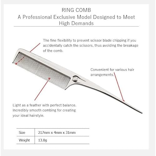 LOVE CHROME PROFESSIONAL B3 STANDARD RING COMB DEEP BLACK/Japanese artisan hair comb