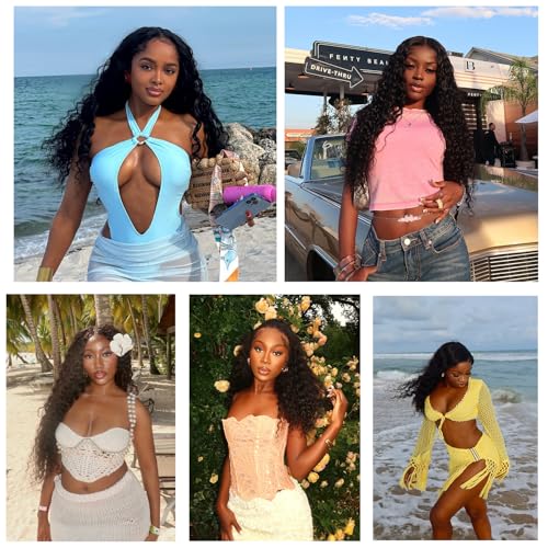 22 24 26 Inch Deep Wave Human Hair Bundles Deep Curly Wave 3 Bundles 12A 100% Unprocessed Brazilian Virgin Human Hair Wet and Wavy Bundles Double Weft Natural Color Human Hair Extensions