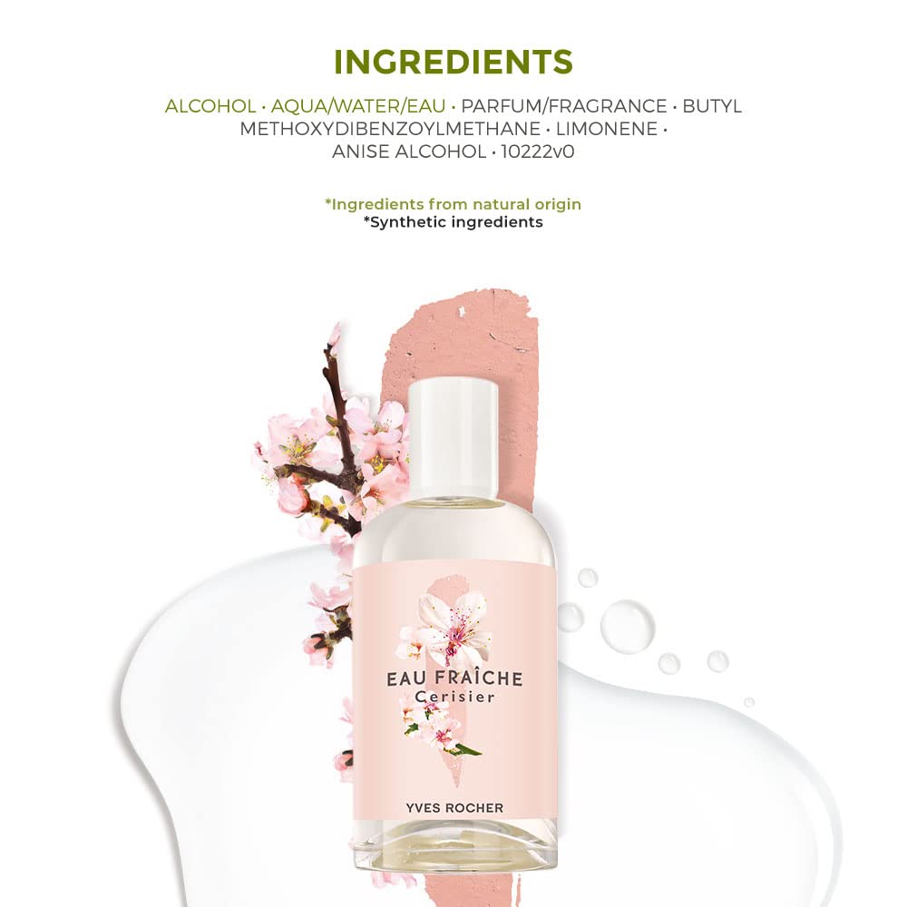 Yves Rocher Cherry Blossom, cherry bloom Eau de toilette for Women, Spray 100 ml./3.3 fl.oz.