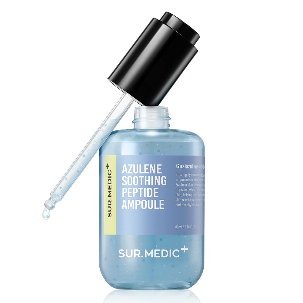 SURMEDIC AZULENE Moisturizing Soothing Ampoule, Hydrating Calming Relief Facial Serum for Dry Face, Sensitive Skin, Barrier Repair, Korean Skin Care 80ml, 2.7 oz