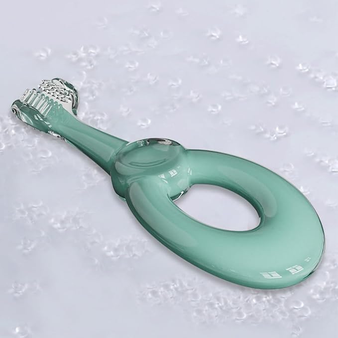 Silicone Toothbrush, 3D Triple-Sided Soft Bristles, Toothbrush for Oral Cleaning and Training, Light Blue, Suitable for Dental Care