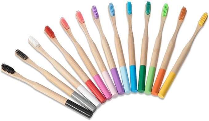 FUOYLOO Toothbrush Set for Adults Biodegradable Ergonomic Painted Handles Soft Bristles for Travel and Home