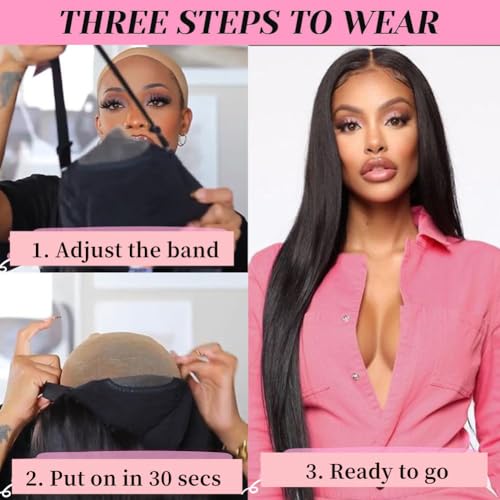 6x5 HD Lace Front Wig Wear and Go Glueless Wigs Human Hair Pre Plucked Pre Cut 200% Density Straight Lace Front Wigs Human Hair Glueless Lace Front Wigs For Women 22 Inch