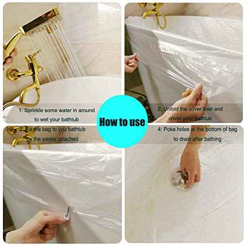 Disposable Bathtub Cover 24 Pcs, Large Plastic Bathtub Liner Bag for Travel and Household, Bath Film Bag for Bath Tub (102x47 inch)