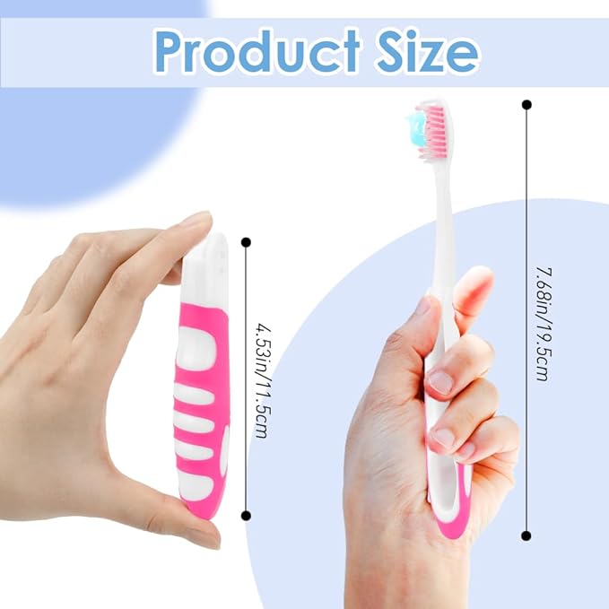 Travel Toothbrush, 4PCS Portable Travel Toothbrush Set,Mini Tooth Brush Built in Cover Soft Travels Size Folding Toothbrushs Individually Wrapped ToothBrushes for Adults Kids Hiking Camping Traveling
