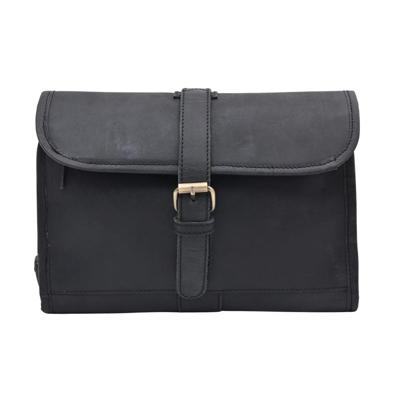 Autentico Leather Genuine Buffalo Leather Hanging Toiletry Bag with Waterproof Lining for Men & Women Handcrafted Vintage Distressed Brownn Leather Dopp Kit, Travelling Kit (Distress Brown)