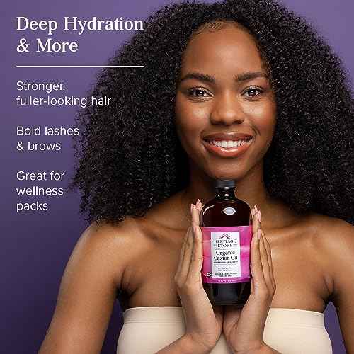 HERITAGE STORE Organic Castor Oil - Glass Bottle - Nourishing Treatment for Hair and Skin - Eyelash Serum for Eyelashes, Brows, Castor Oil Packs - Cold Pressed, Hexane Free, Vegan 16oz