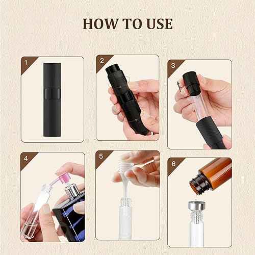 LISAPACK Perfume Travel Refillable Bottle - Atomizer Cologne Spray for Men Portable - Mini Sprayer Empty for Refill - Small Size 8ML Striped (Grey, Black, Silver)
