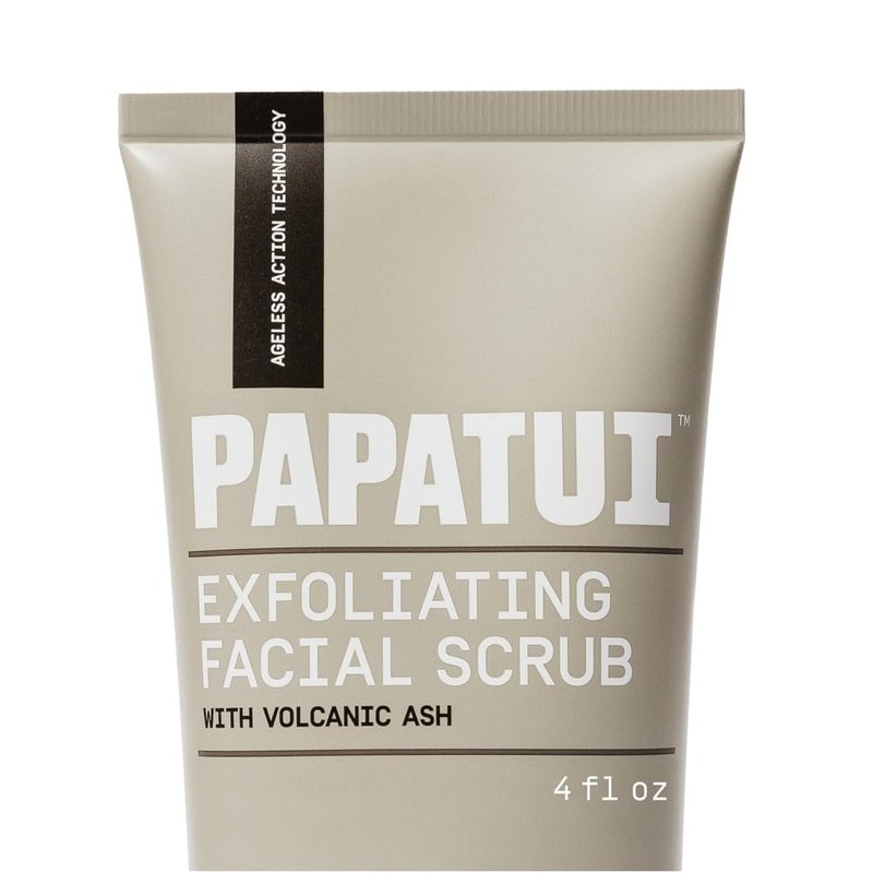 PAPATUI by Dwayne Johnson Men's Face Exfoliating Scrub, Unscented Facial Cleanser, Smooths Skin Texture, Fine Lines & Wrinkles, with Peptides, Volcanic Ash, Niacinamide & Hyaluronic Acid, 4 oz