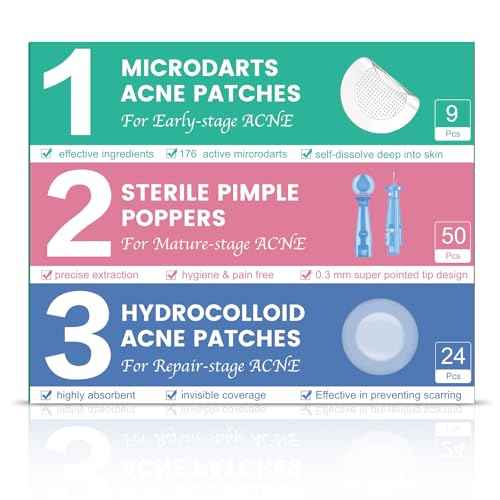 3-Step Microdart Pimple Patches Set ? 83 Count, including 9 Microdarts Pimple Patches, 50 Pimple Poppers, and 24 Hydrocolloid Patches