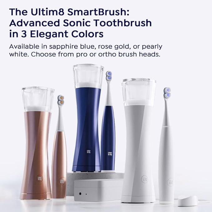 SuperMouth ULTIM8 SmartBrush™ System – Electric Toothbrush with Patented SuperBristles®,Sanitizing SmartHub®, Travel SmartCase®, Dual Sonic Modes, and Pressure Sensor – Blue